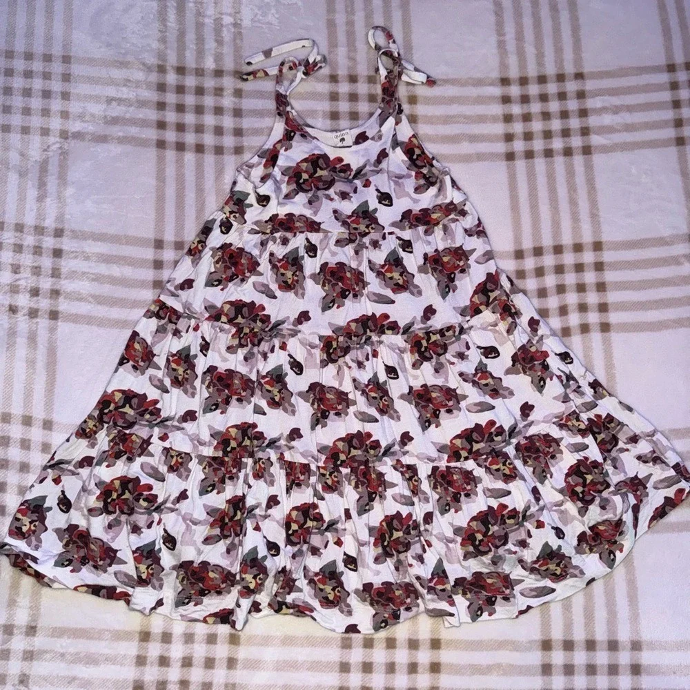 Kate Quinn Girls 4T Bamboo Viscose Tiered Floral Tie Strap Sun Dress